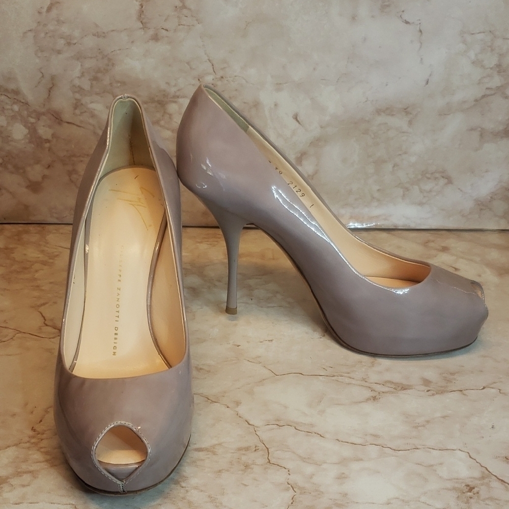Giuseppe Zanotti Elegant Gray Peep-Toe Heels Size  39